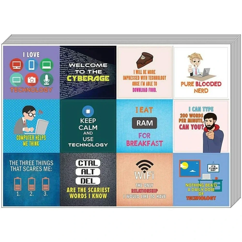 Technology Motivational Sayings Stickers (20-Sheet) Wall Decal Laptop Stickers